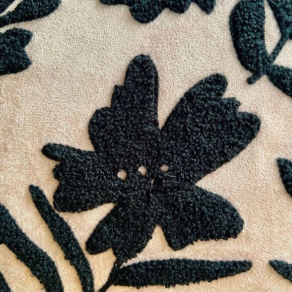 Pink and Black Embroidered Luxury Tufted Pillow Cover - Picture 3 of 4